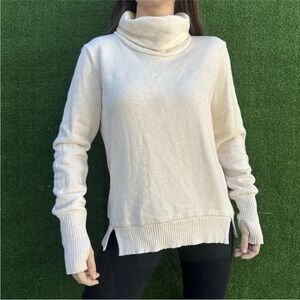 Alo yoga Oat Turtleneck Fleece Sweatshirt Long With Thumb Holes Athleisure Small
